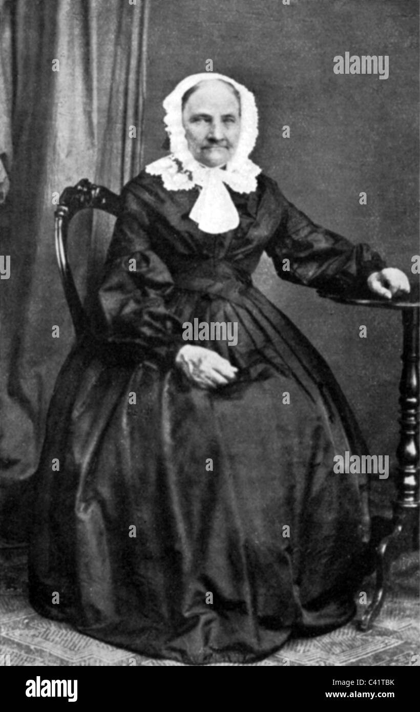 Arndt, Ernst Moritz, 26.12.1769 - 29.1.1860, autore/scrittore tedesco, poeta, sua seconda moglie Nanna Maria Schleiermacher (1786 - 1869), a tutta lunghezza, seduta, circa 1860s, Foto Stock