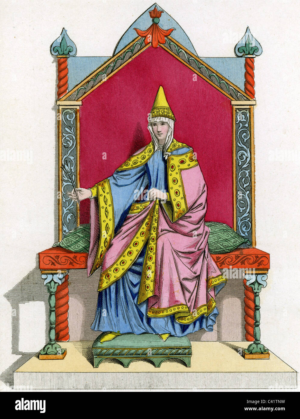 Matilda, circa 1046 - 24.7.1115, Margravine di Toscana 1070 - 1115, a piena lunghezza e in acciaio colorato, incisione del XIX secolo , artista del diritto d'autore non deve essere cancellata Foto Stock