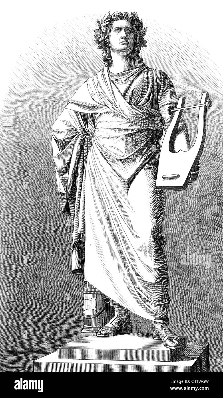 Goethe, Johann Wolfgang, 28.8.1749 - 22.3.1832, autore/scrittore tedesco, intera lunghezza, statua di Max von Widnmann, Monaco di Baviera, incisione in legno dopo disegno di J. Naue, 19th secolo, Foto Stock