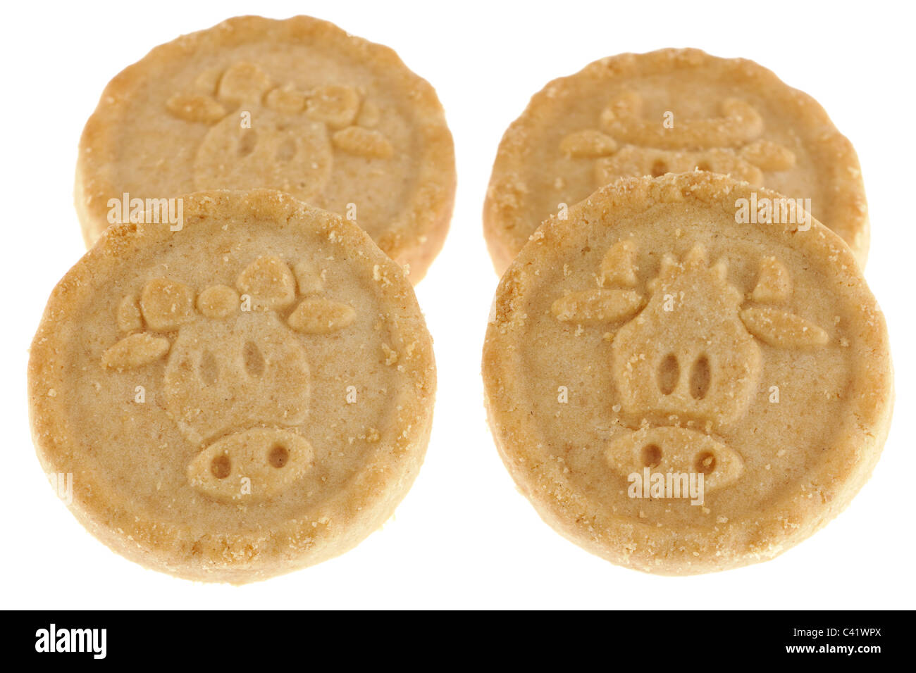 Pila di Fox Moos mini di latte al malto biscotti di forma circolare Foto Stock