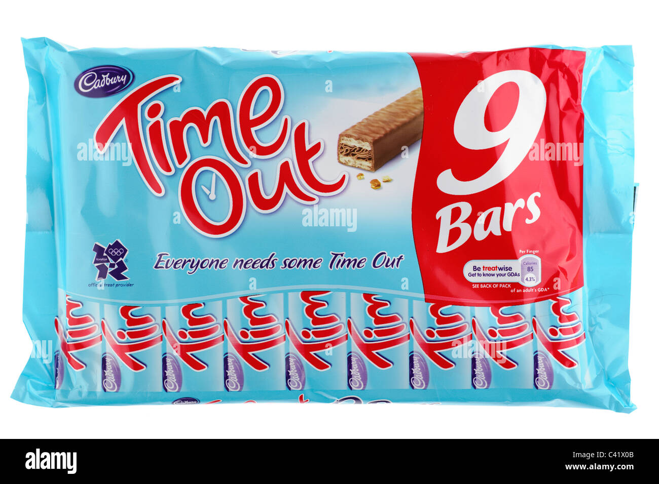 Pacchetto di nove Cadbury Time Out wafer al cioccolato bar Foto Stock