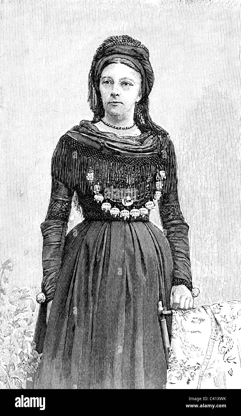 Andresen, Stine, 23.12.1849 - 13.5.1927, autore tedesco / scrittore, a mezza lunghezza e incisione su legno dopo foto di W. Lind, circa 1900, Foto Stock