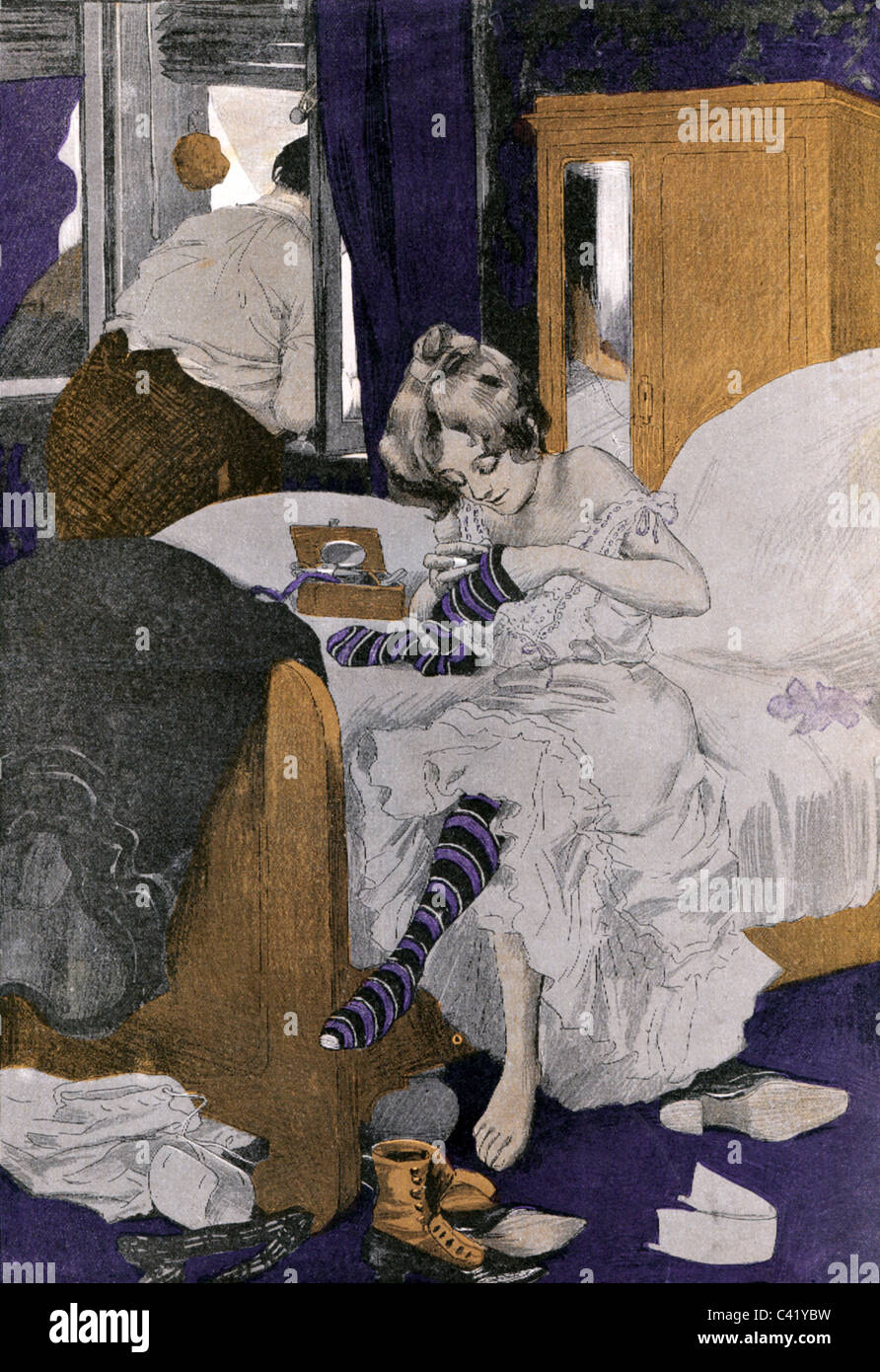 Stampa/media, riviste, 'Simplicissimus', Monaco di Baviera, caricature, 'on the Honeymoon', disegno di Ferdinand von Reznicek, circa 1895, diritti aggiuntivi-clearences-non disponibili Foto Stock