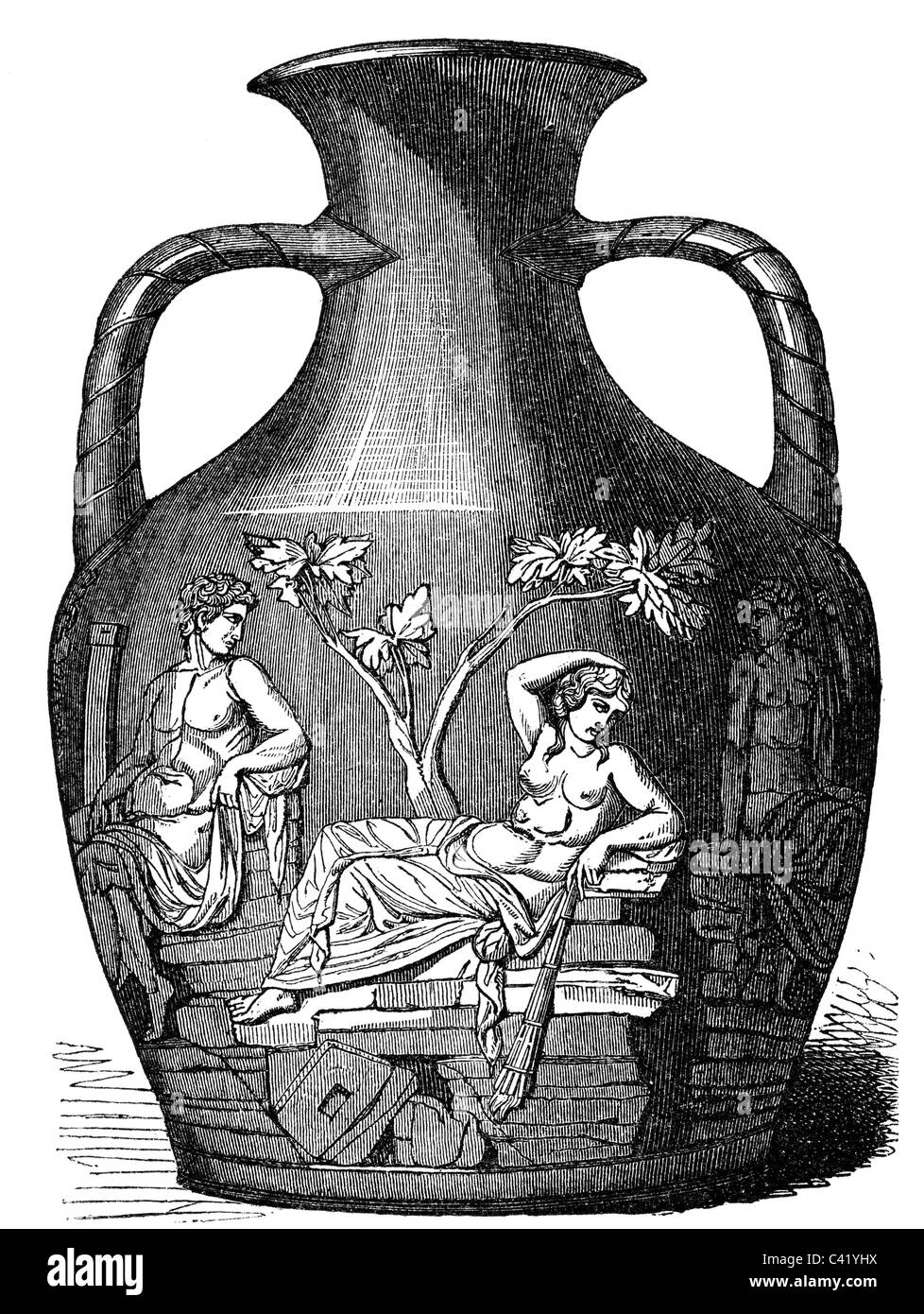 Antico mondo, Impero Romano, belle arti, Portland Vase, fine i secolo a.C., British Museum, Londra, incisione del legno, XIX secolo, Atia Balba Caesonia, cameo, arte, donna, antichità, storico, storico, mondo antico, persone, diritti aggiuntivi-clearences-non disponibile Foto Stock