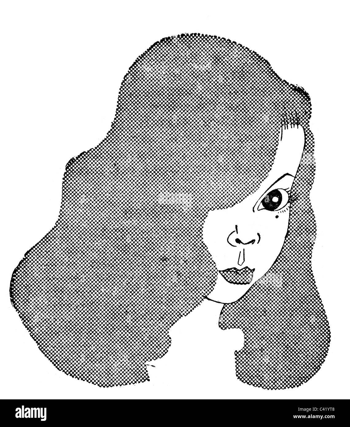 Aubry, Cecile, 3.8.1928 - 19.7.2010, attrice, regista e scrittore francese, ritratto, caricatura, disegno, circa 1952, Foto Stock