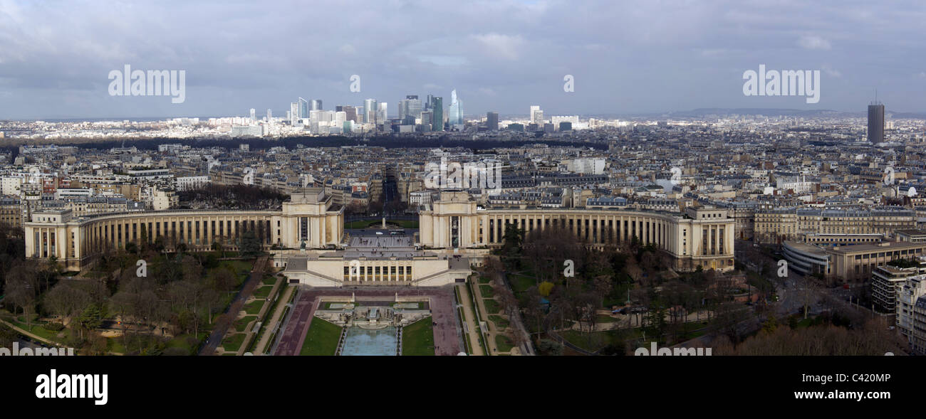 Trocadero panorama dalla Torre Eiffel Foto Stock