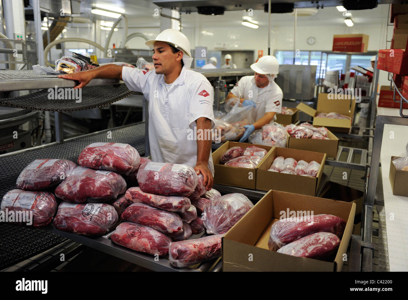 URUGUAY macello di MAFRIG un Brasile di proprietà gruppo in Tacuarembó , produzione di carne bistecca e gli hamburger hamburger per esportazione Foto Stock