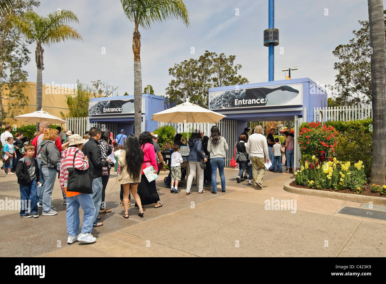 Il SeaWorld di San Diego a ingresso. Foto Stock