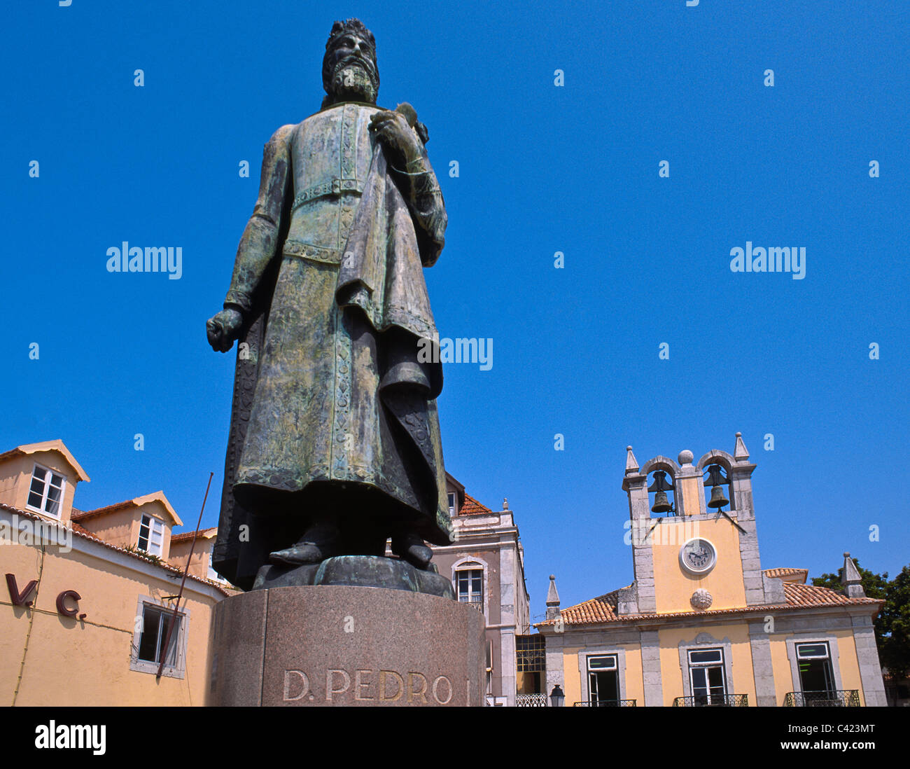 Statua di Dom Pedro I, primo imperatore e fondatore del Brasile e il re del Portogallo, noto come Dom Pedro IV, Cascais, Portogallo Foto Stock