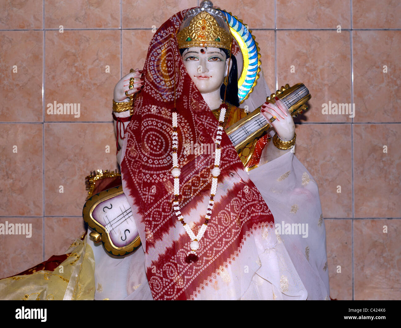 Ganga Talao Grand Bassin Maurizio Saraswati Dea di istruzione e di apprendimento in un tempio indù Foto Stock