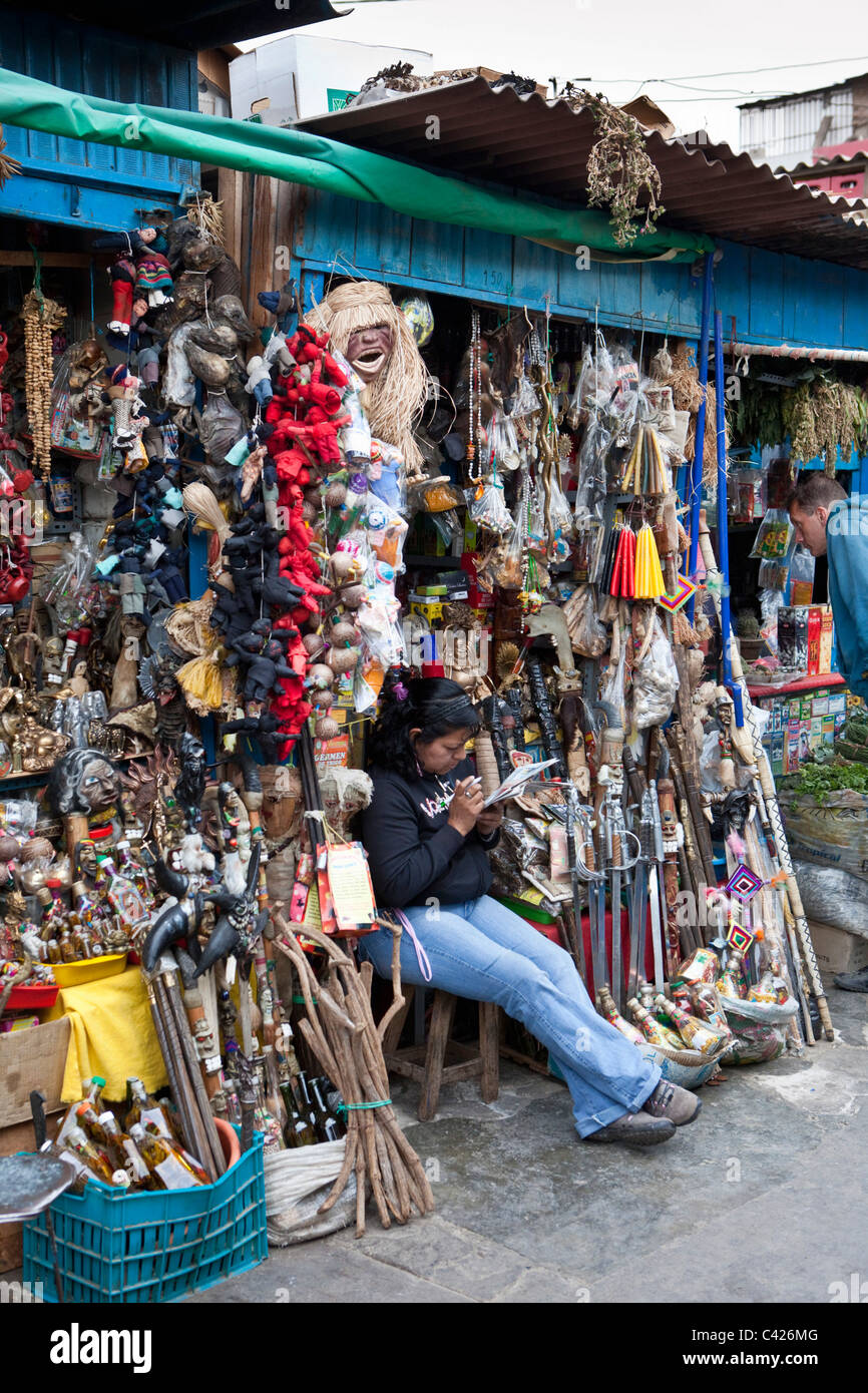 Il Perù, Chiclayo, stregoneria, Sciamano mercato. Foto Stock