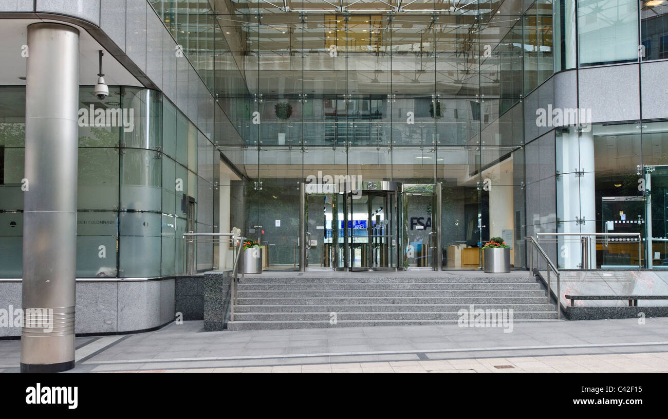 La FSA Financial Services Agency Canary Wharf, London Regno Unito Foto Stock
