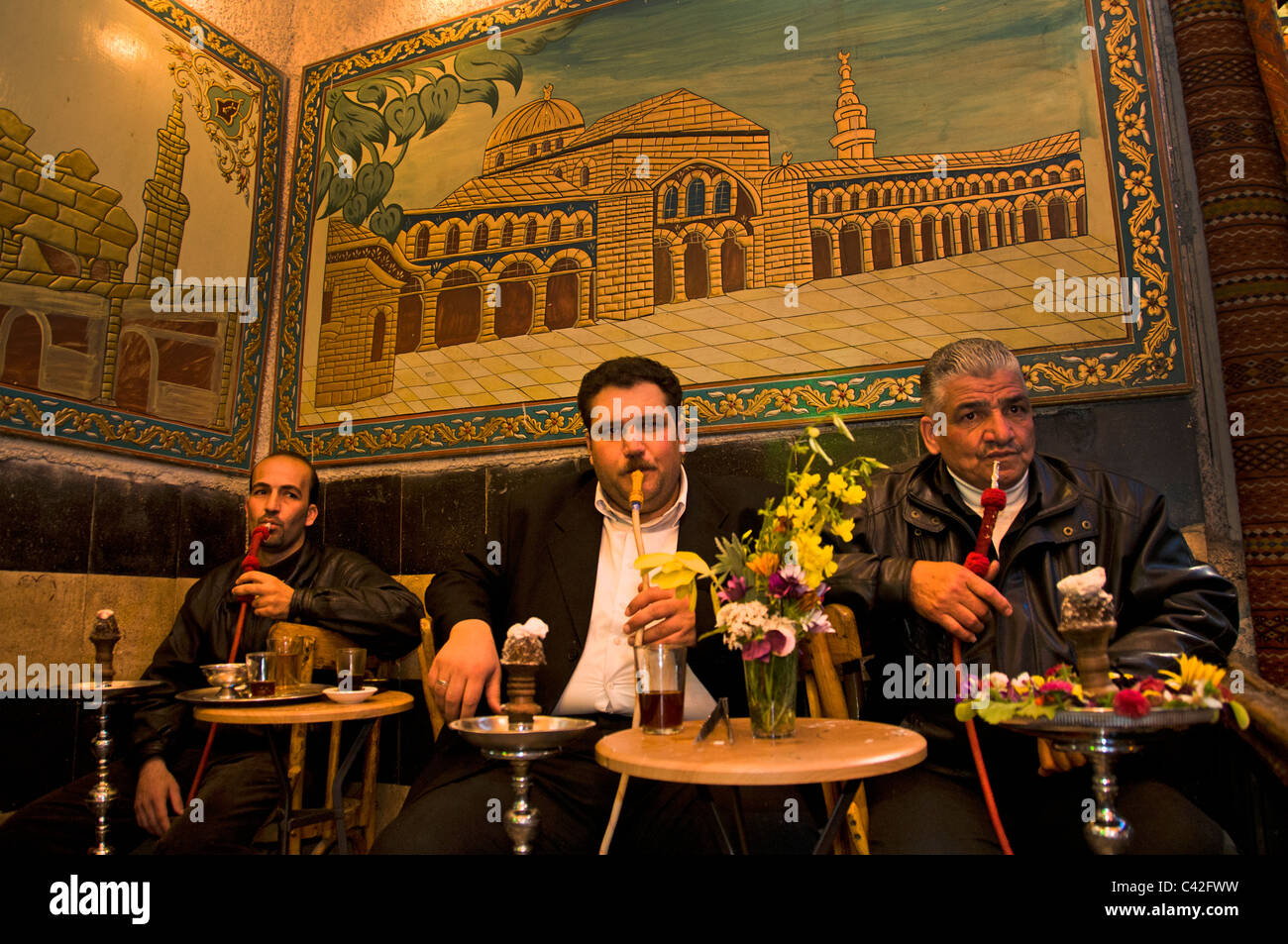 Vecchia di Damasco Siria tubazione acqua Cafe tea coffee house Bazaar Souq Foto Stock
