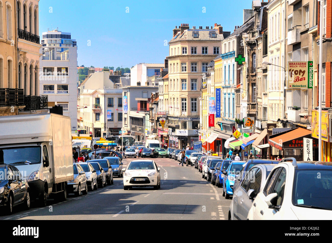 Grande Rue Boulogne sur Mer Francia Foto Stock