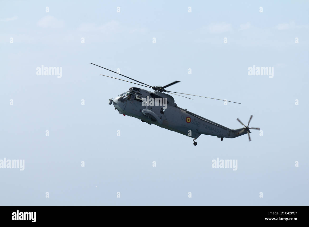 Sea King elicottero della Marina spagnola in volo Foto Stock