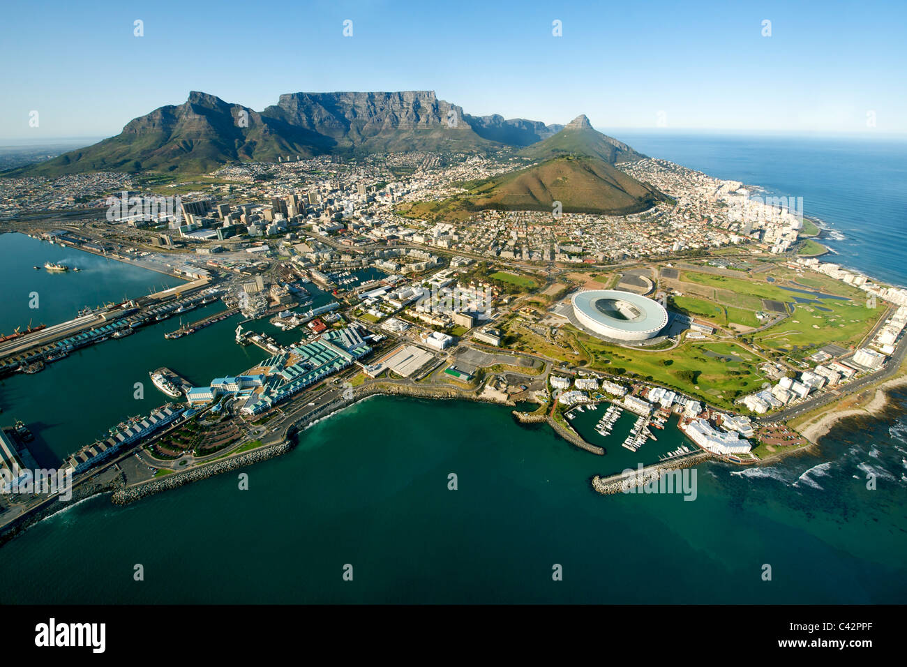 Vista aerea della città di Cape Town, Sud Africa. Foto Stock