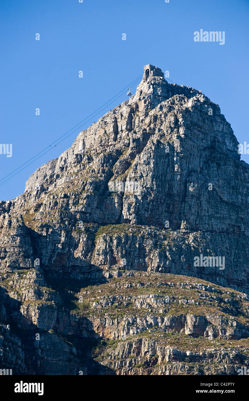 Cavo superiore stazione sulla Table Mountain View da Kllof Weg Città del Capo Sud Africa Foto Stock