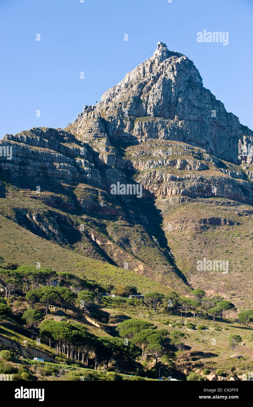 Cavo superiore stazione sulla Table Mountain View da Kloof Weg Città del Capo Sud Africa Foto Stock