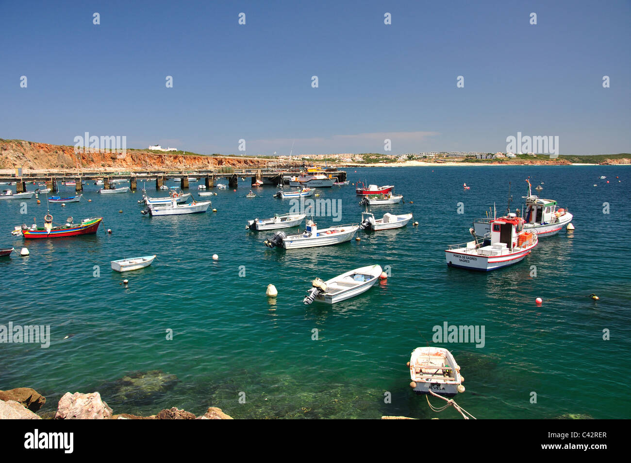 Barche da pesca a Porto de Baleeira, Sagres, Algarve Regione, Portogallo Foto Stock
