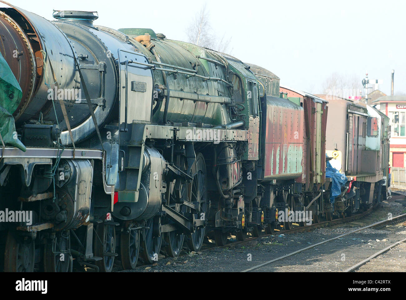 APT, anticipo treno passeggeri, motori a vapore, classe 31. Il Crewe Heritage Centre, ex stazione ferroviaria di Crewe Età è una ferrovia mu Foto Stock