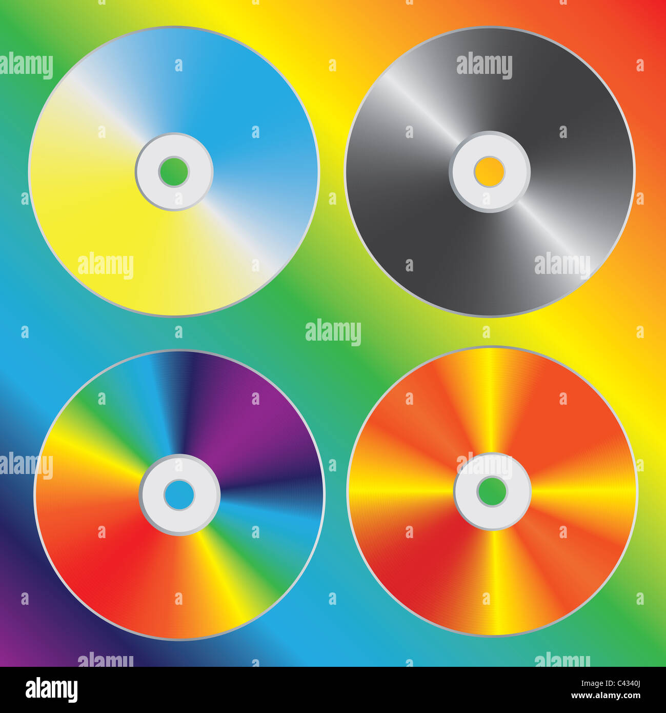 Compact disc set con lo spettro ottico effetti di diffrazione Foto Stock