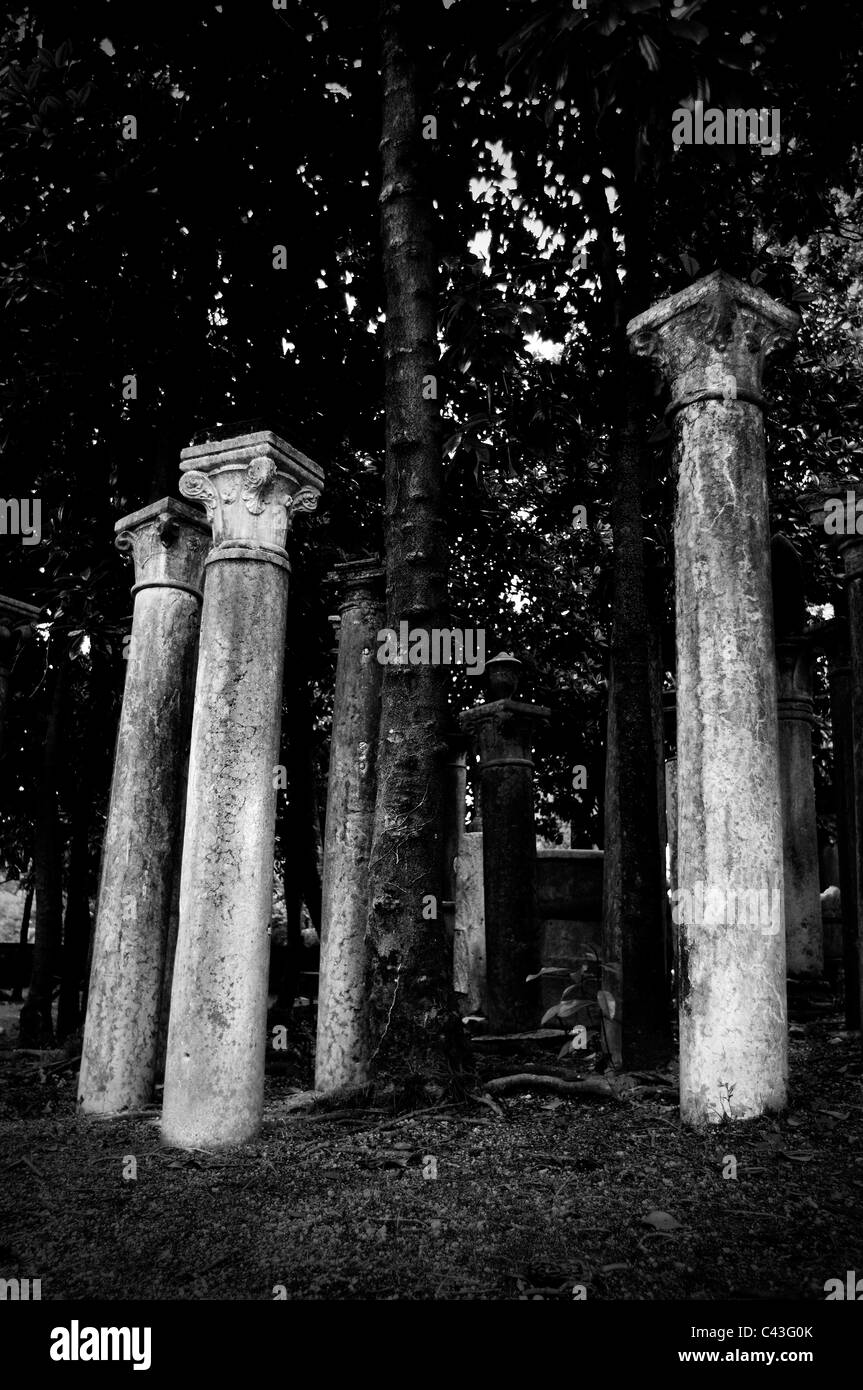 Le colonne in un giardino Foto Stock