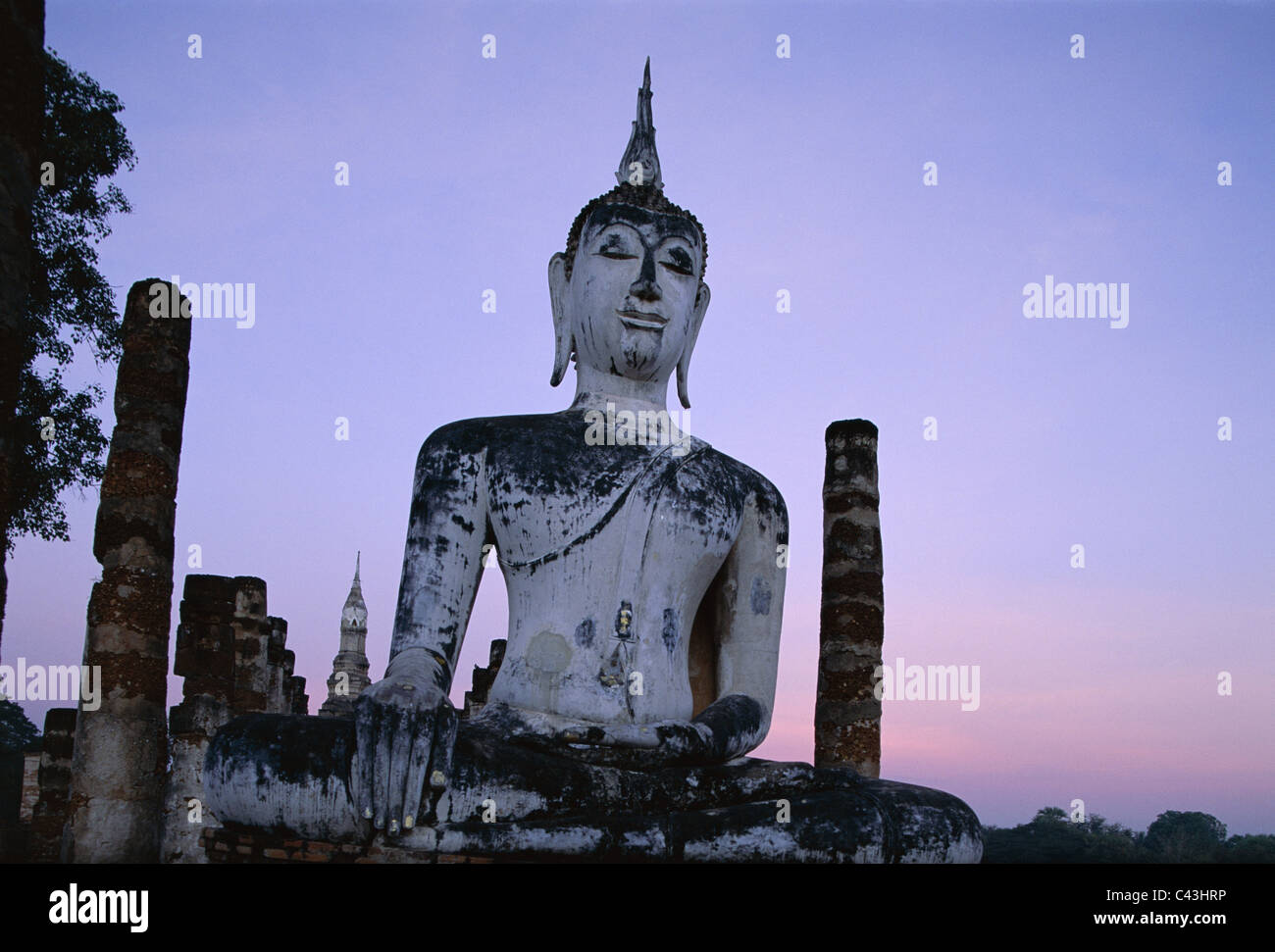 Asia, Buddha, patrimonio, vacanza, Landmark, seduto, Sukhothai, Thailandia, Turismo, Unesco, vacanza, Wat Mahathat, mondo, Foto Stock