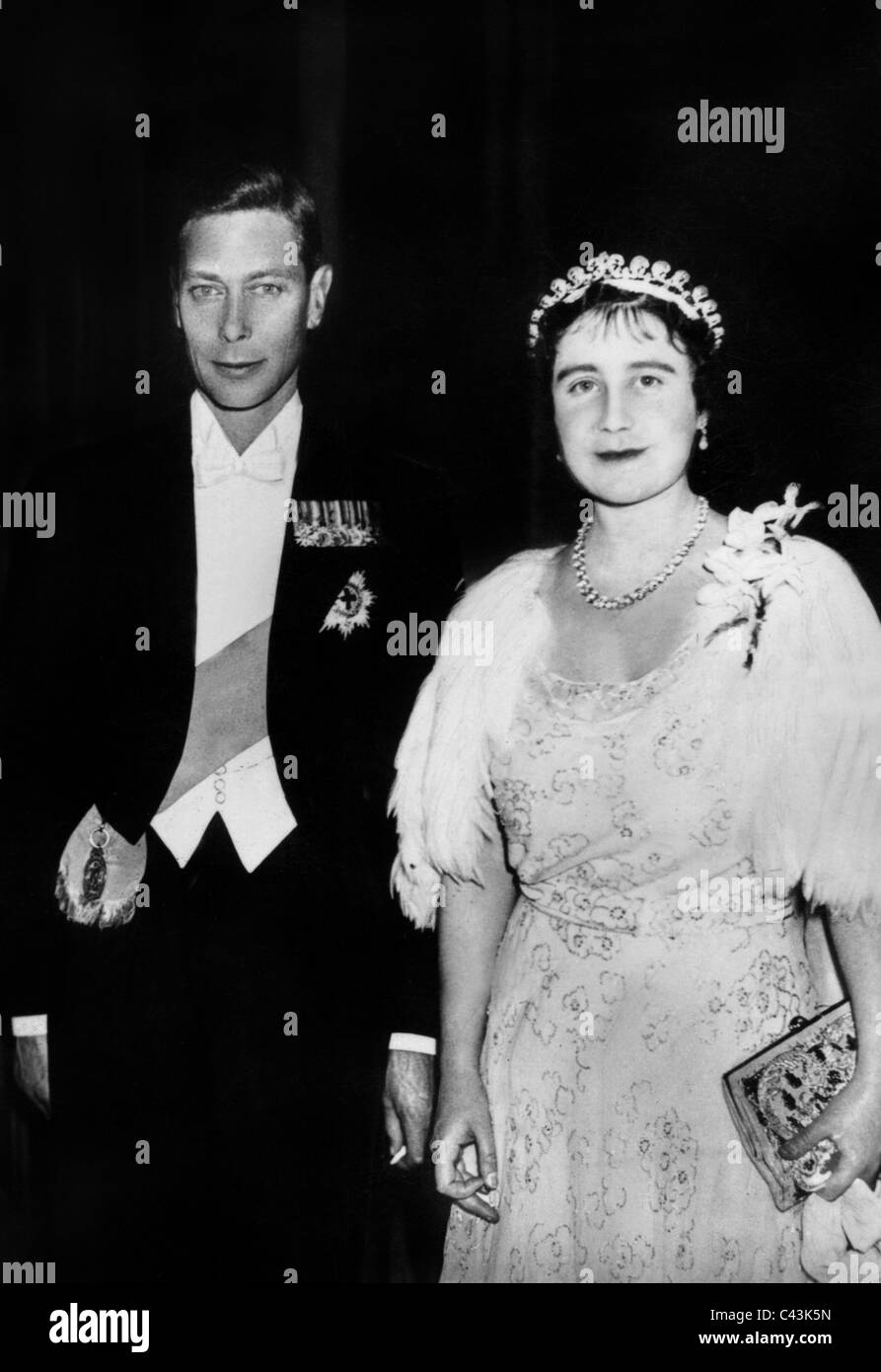 KING GEORGE VI REGINA ELIZEBETH & Regina madre della famiglia reale 25 marzo 1937 indicativi data Foto Stock