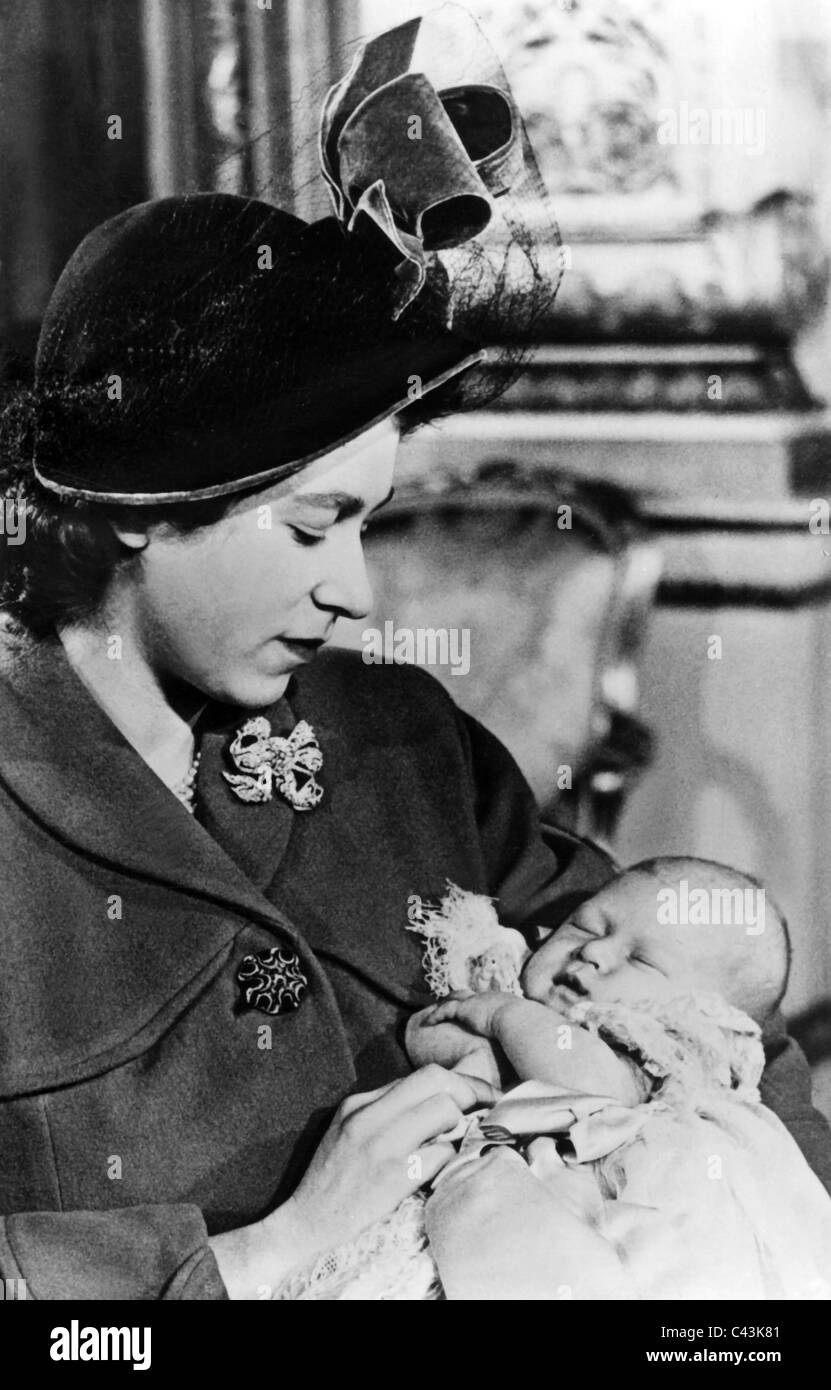 La Principessa Elisabetta PRINCE CHARLES QUEEN ELIZABETH & PRINCE CHARLES ROYAL MADRE DI FAMIGLIA & FIGLIO 01 dicembre 1948 indicativi data Foto Stock