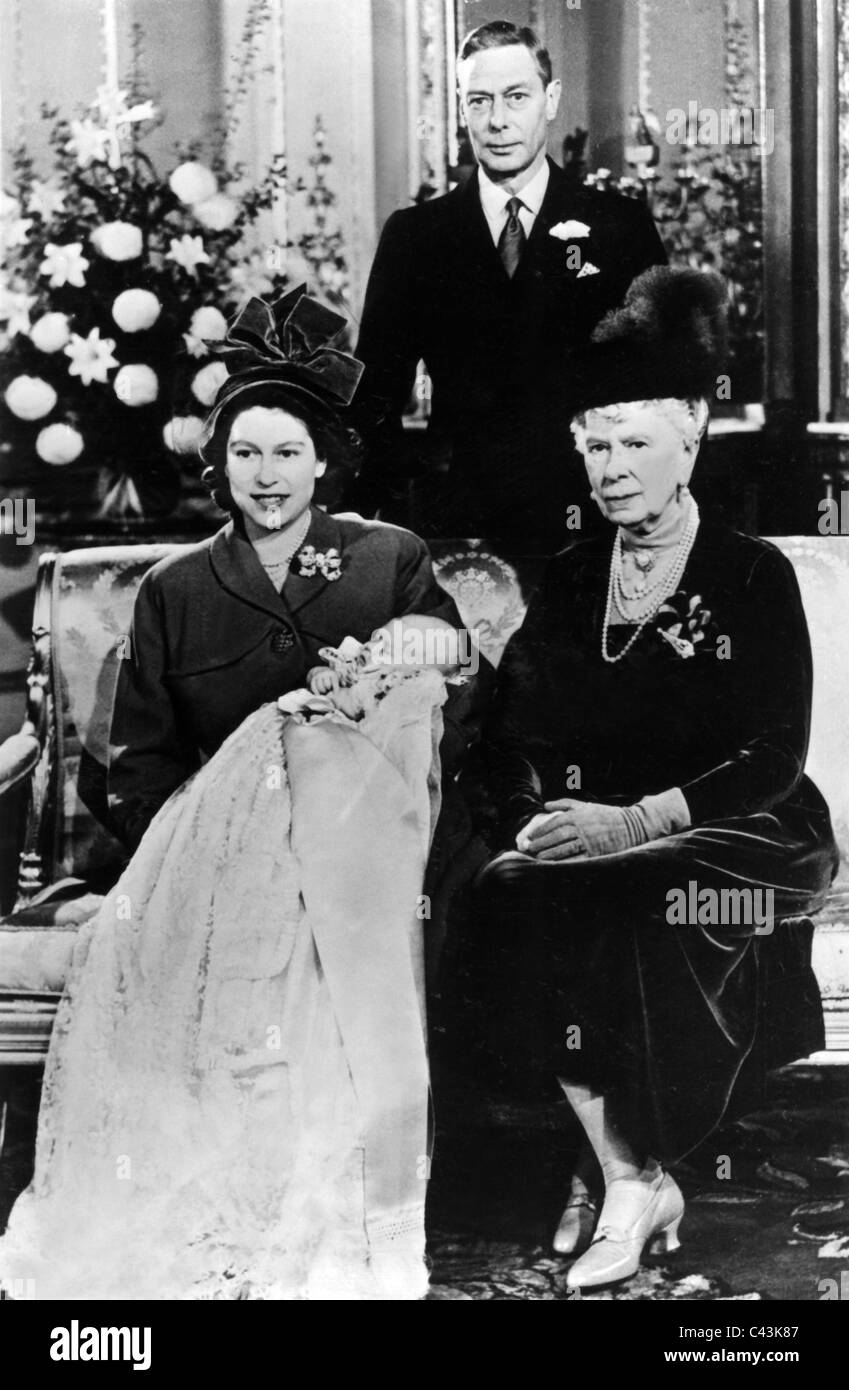 La Principessa Elisabetta Prince Charles King George VI & QUEEN MARY ROYAL famiglia per quattro generazioni 01 Dicembre 1948 B Foto Stock