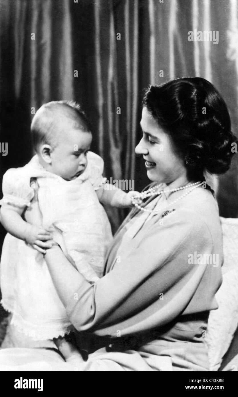 La Principessa Elisabetta PRINCE CHARLES QUEEN ELIZABETH & PRINCE CHARLES ROYAL MADRE DI FAMIGLIA & FIGLIO 01 settembre 1949 indicativi data Foto Stock