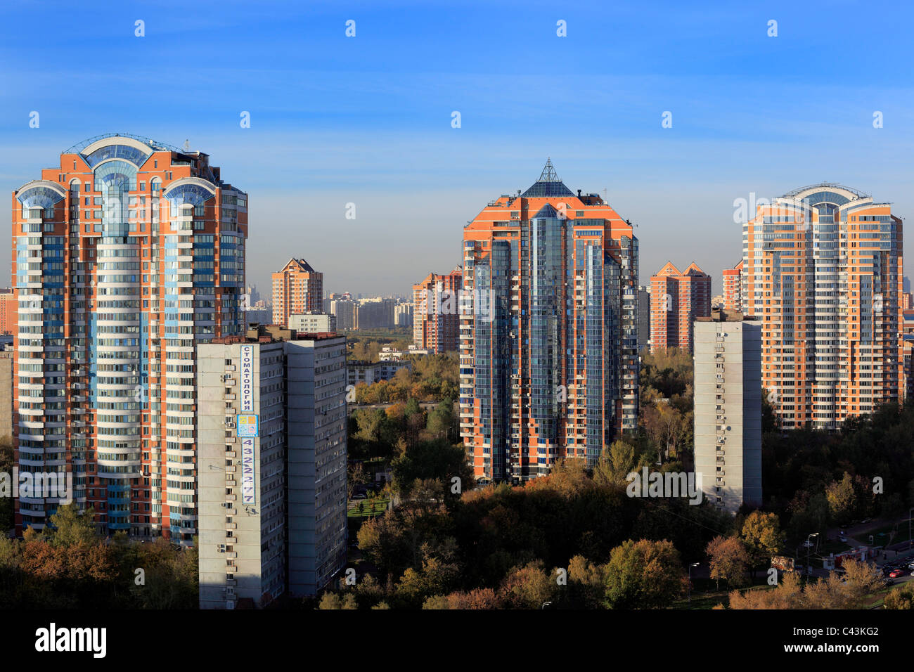 L'Europa, Europeo, Europa orientale, Mosca, Russia, russo, città, Casa, Case, Street, strade, vista da sopra, un moderno Foto Stock