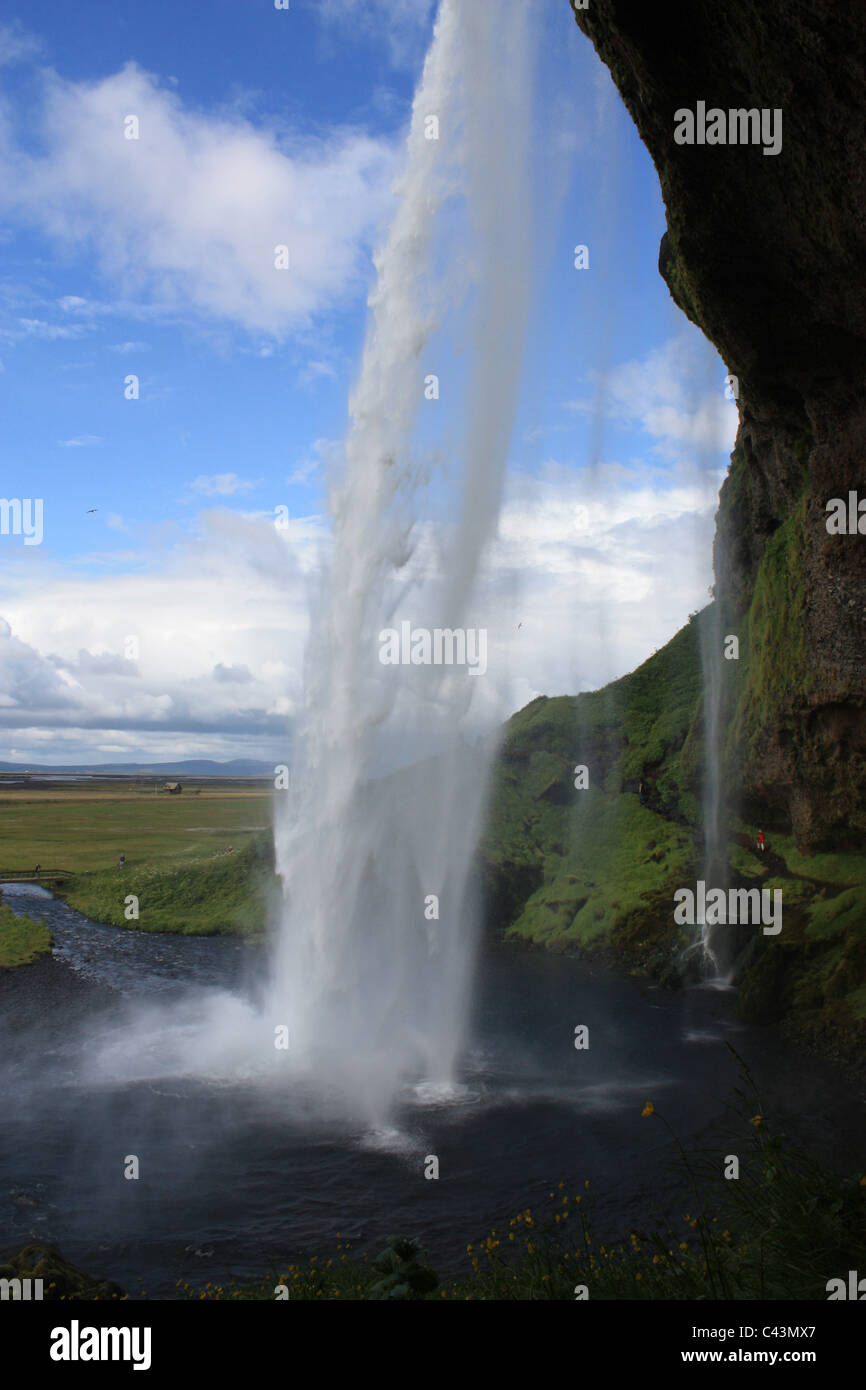 L'Islanda, isola di Vulcano, Europa, natura, paesaggio, paesaggio, cascata Seljalandsfoss Foto Stock