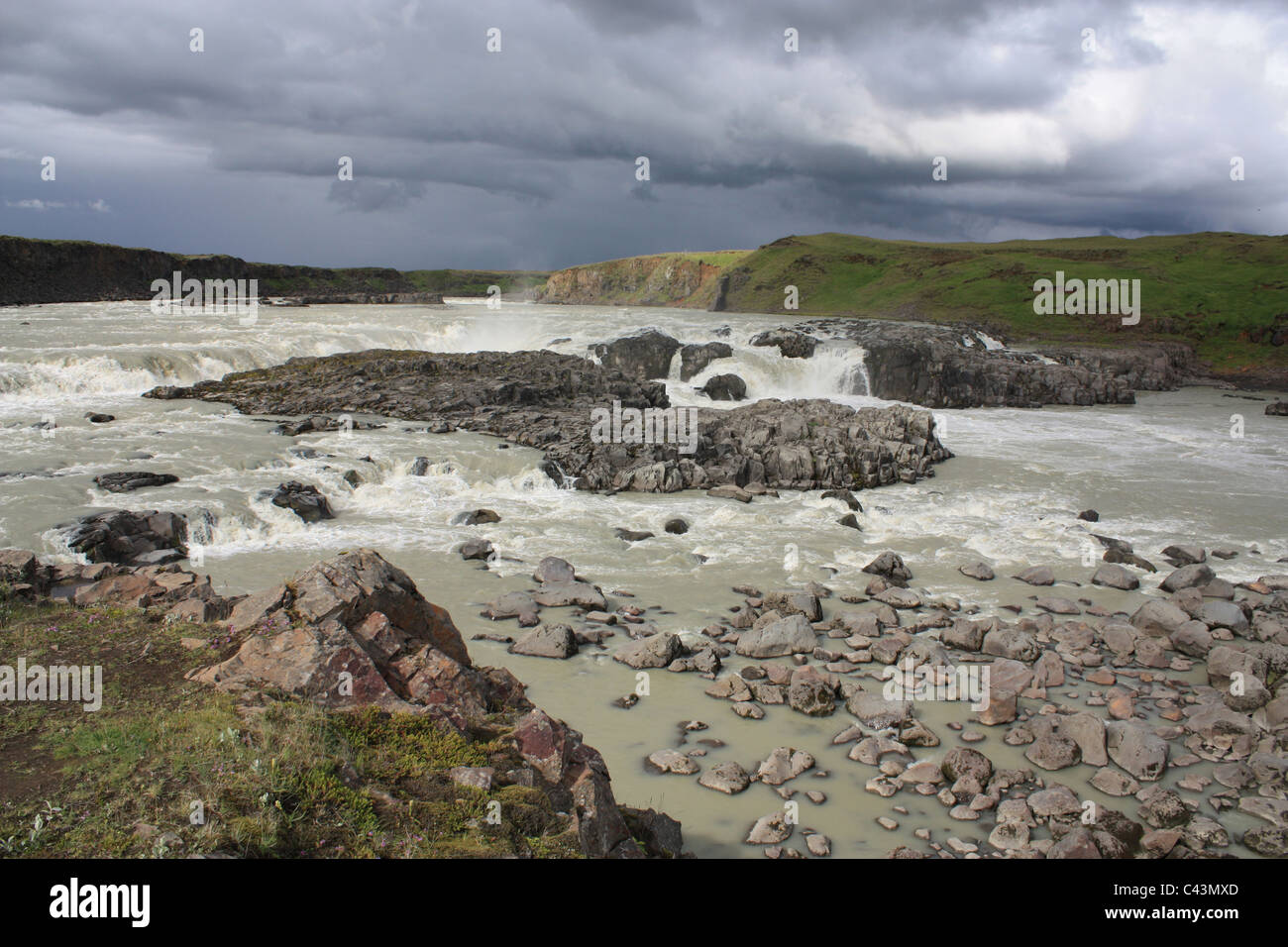 L'Islanda, isola di Vulcano, Europa, natura, paesaggio, paesaggio, cascata, fiume, flusso, Foto Stock