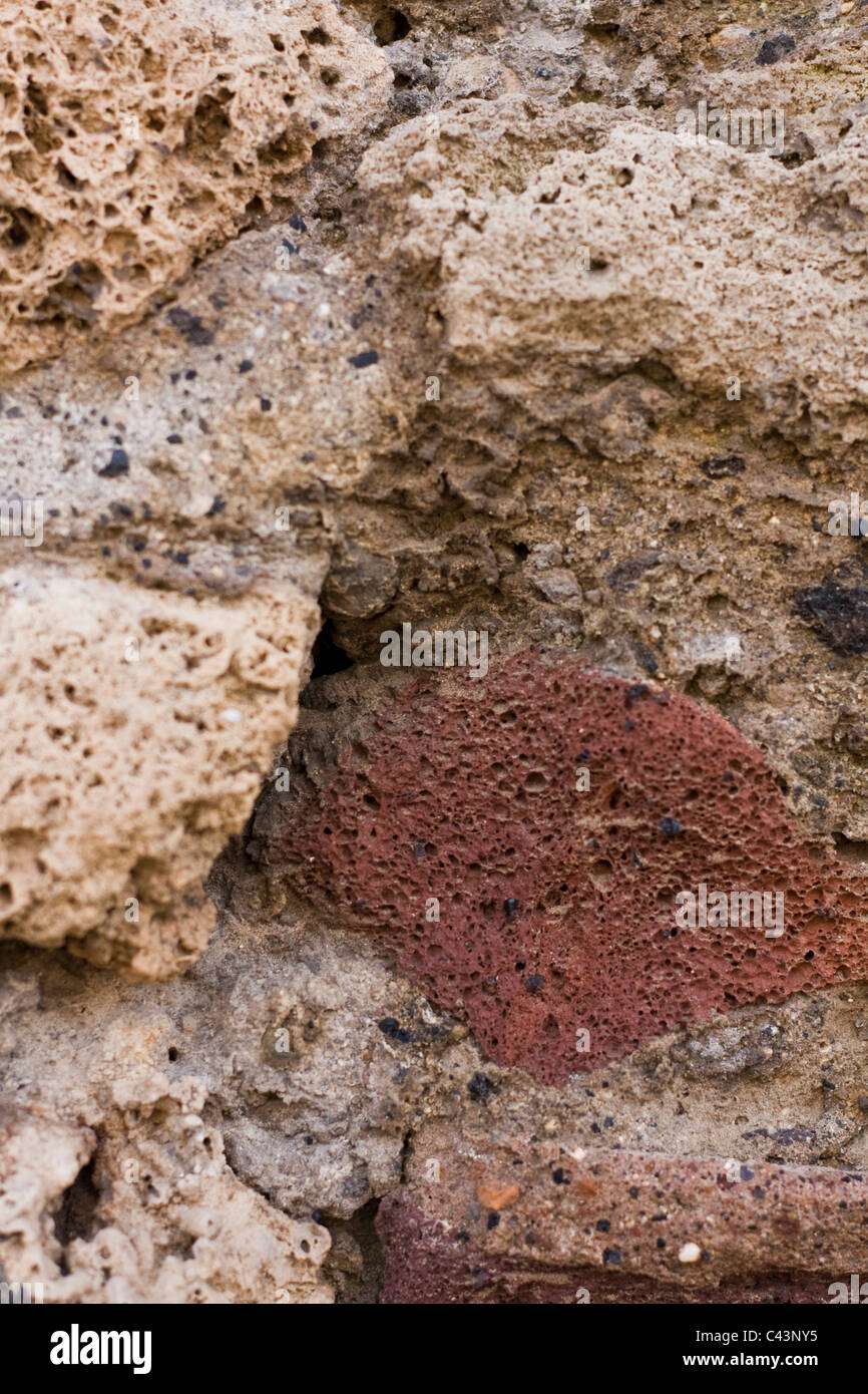 Parete della rovina edificio di Pompei Foto Stock