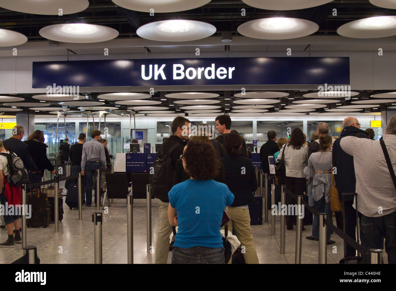 Immigrazione - Terminal 5 - Aeroporto di Heathrow - Londra Foto Stock