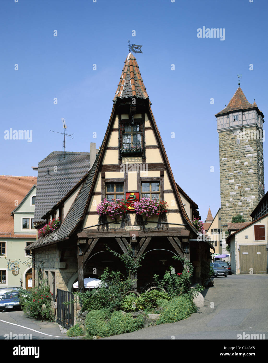 La Baviera, Fabbri, edificio, Germania, Europa, Vacanze, Landmark, vecchio, Road, romantico, Romantische, Rothenburg ob der Tauber Foto Stock