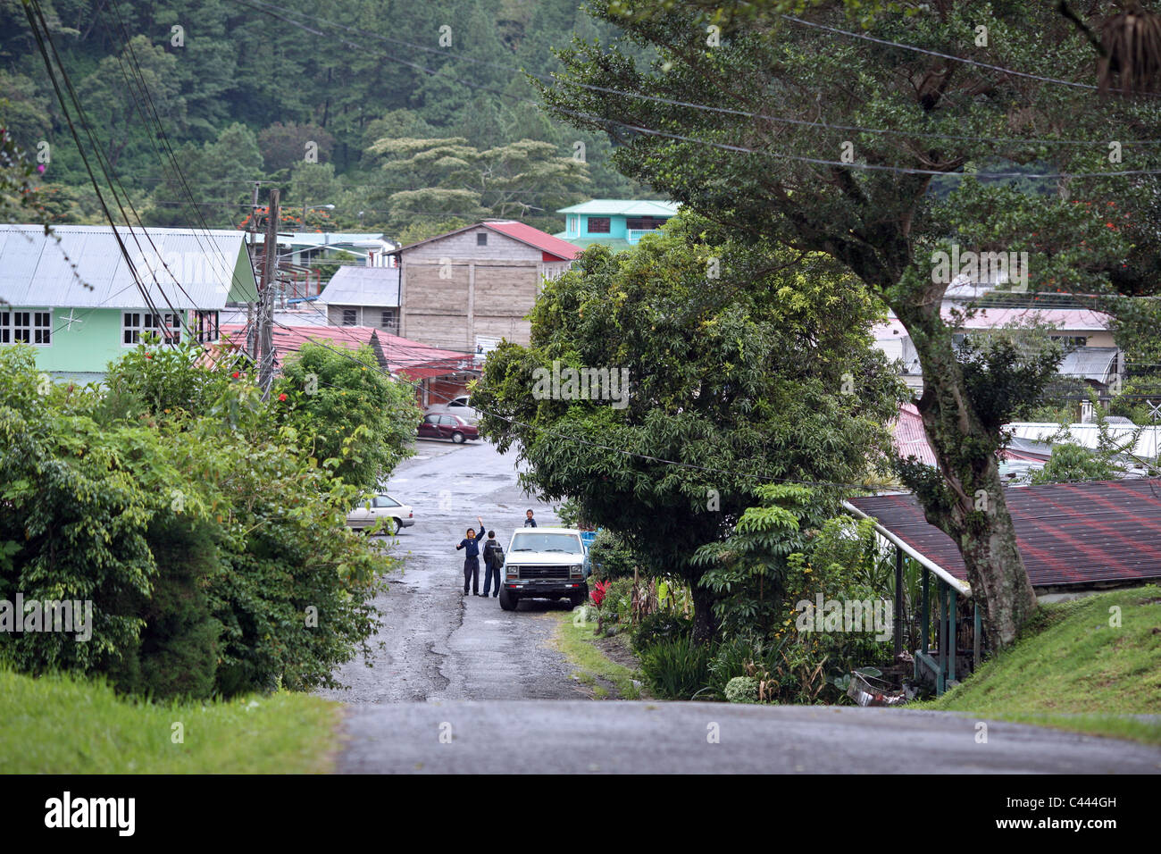Inner City street in Boquete, Panama Foto Stock