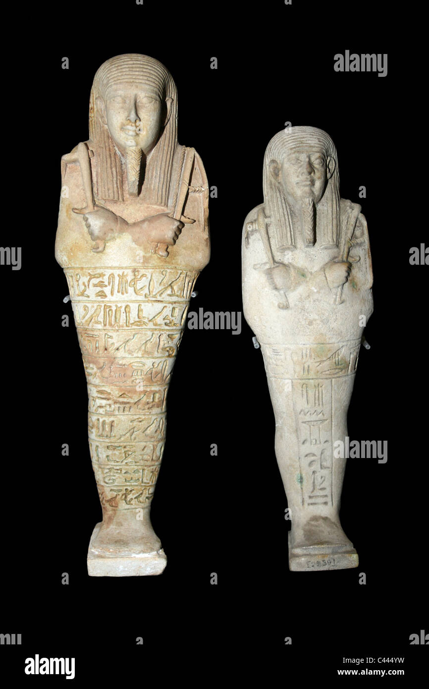 Shabti figure scolpite da calcare Foto Stock