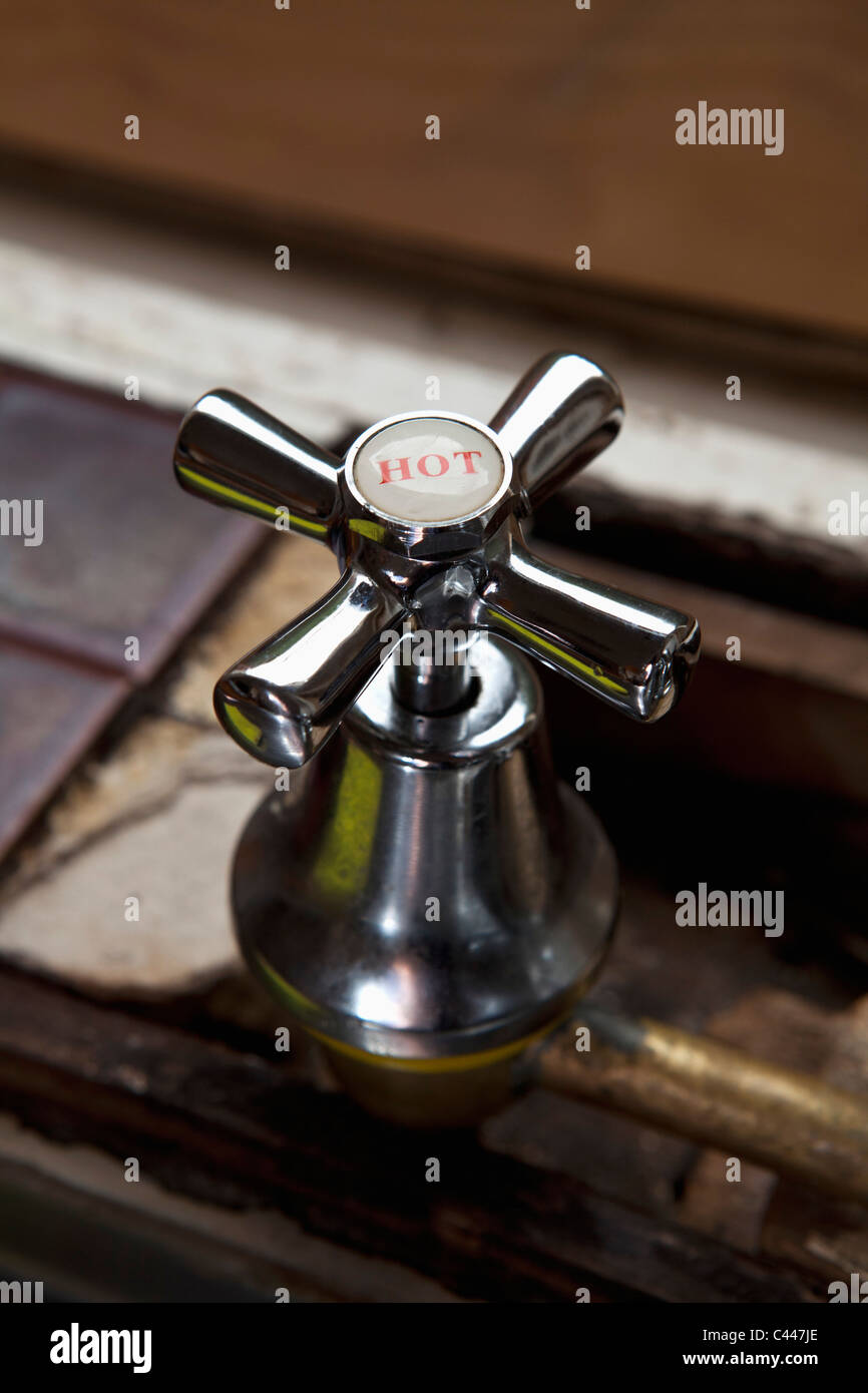 Close-up di un getto di acqua calda Foto Stock