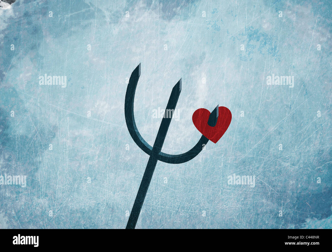 Un cuore su un forcone Foto Stock