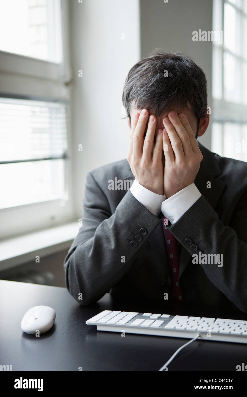 Pressione di imprenditore Foto Stock