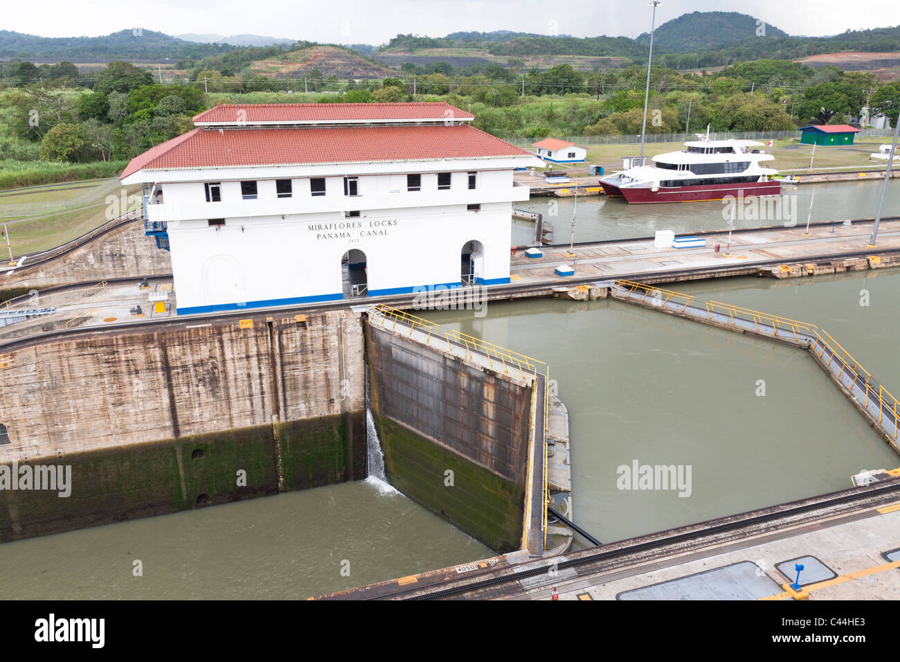 Miraflores Locks, sul Canale di Panama, Panama Foto Stock