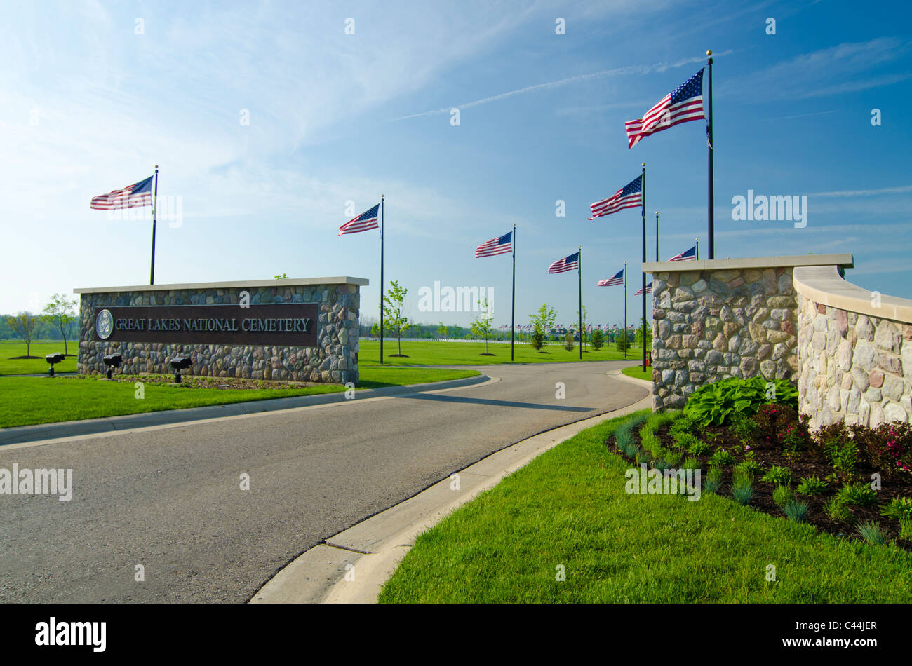 Grandi Laghi Cimitero Nazionale vicino a Holly, Mi. fornisce i veterani militari finale con luoghi di riposo di onore Foto Stock