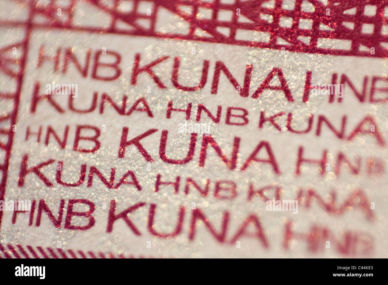 Moneta croata Kuna ' ' dettaglio - le misure di sicurezza contro la contraffazione Foto Stock