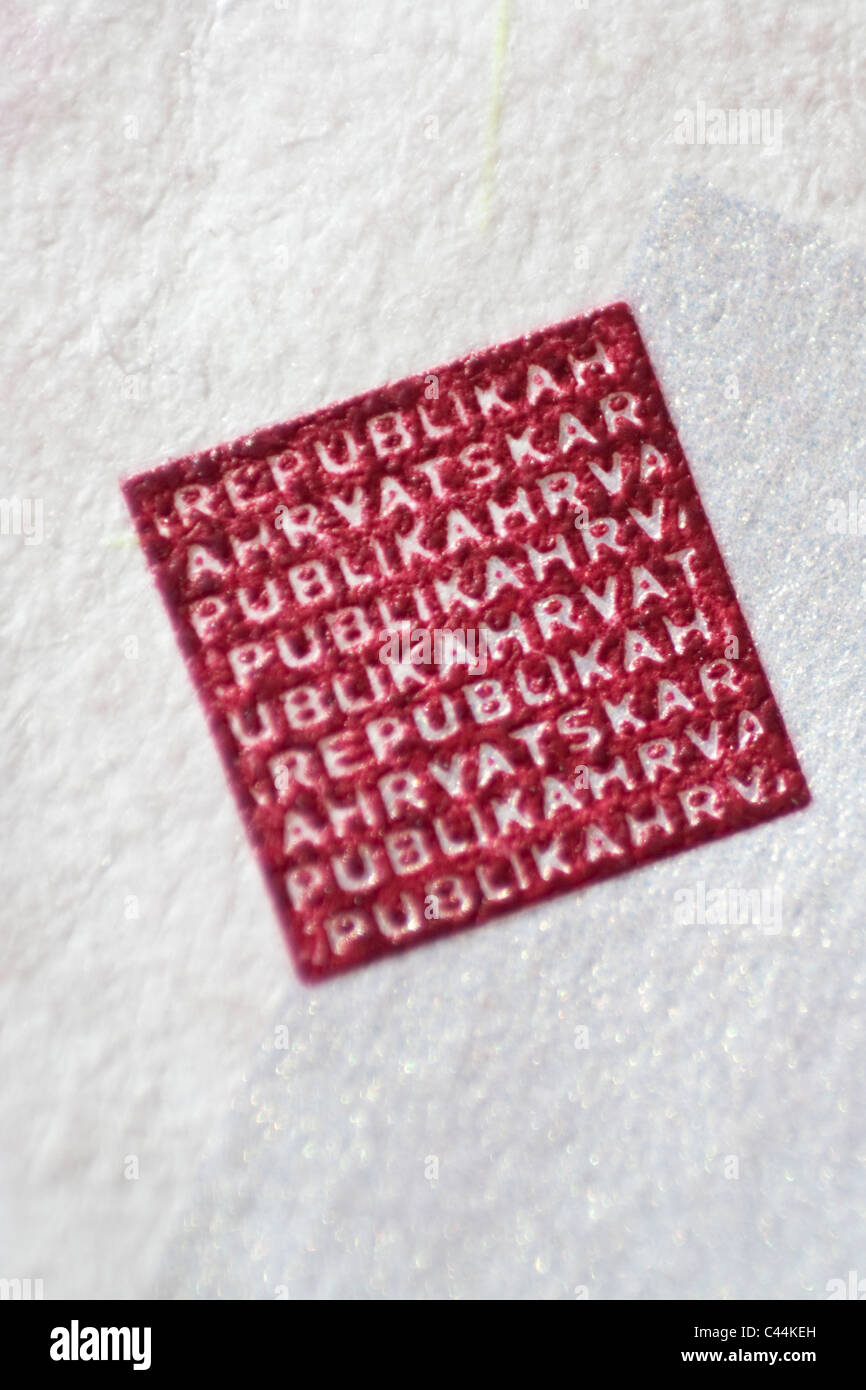 Moneta croata Kuna ' ' dettaglio - le misure di sicurezza contro la contraffazione Foto Stock