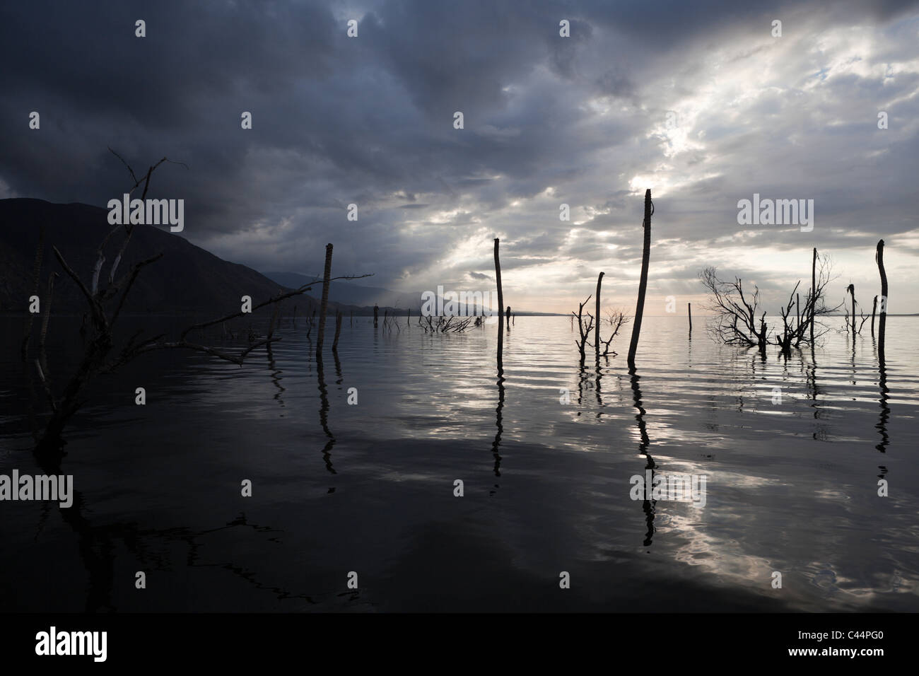 Impressioni di Saltlake lago Enriquillo, Independencia Provincia, Repubblica Dominicana Foto Stock