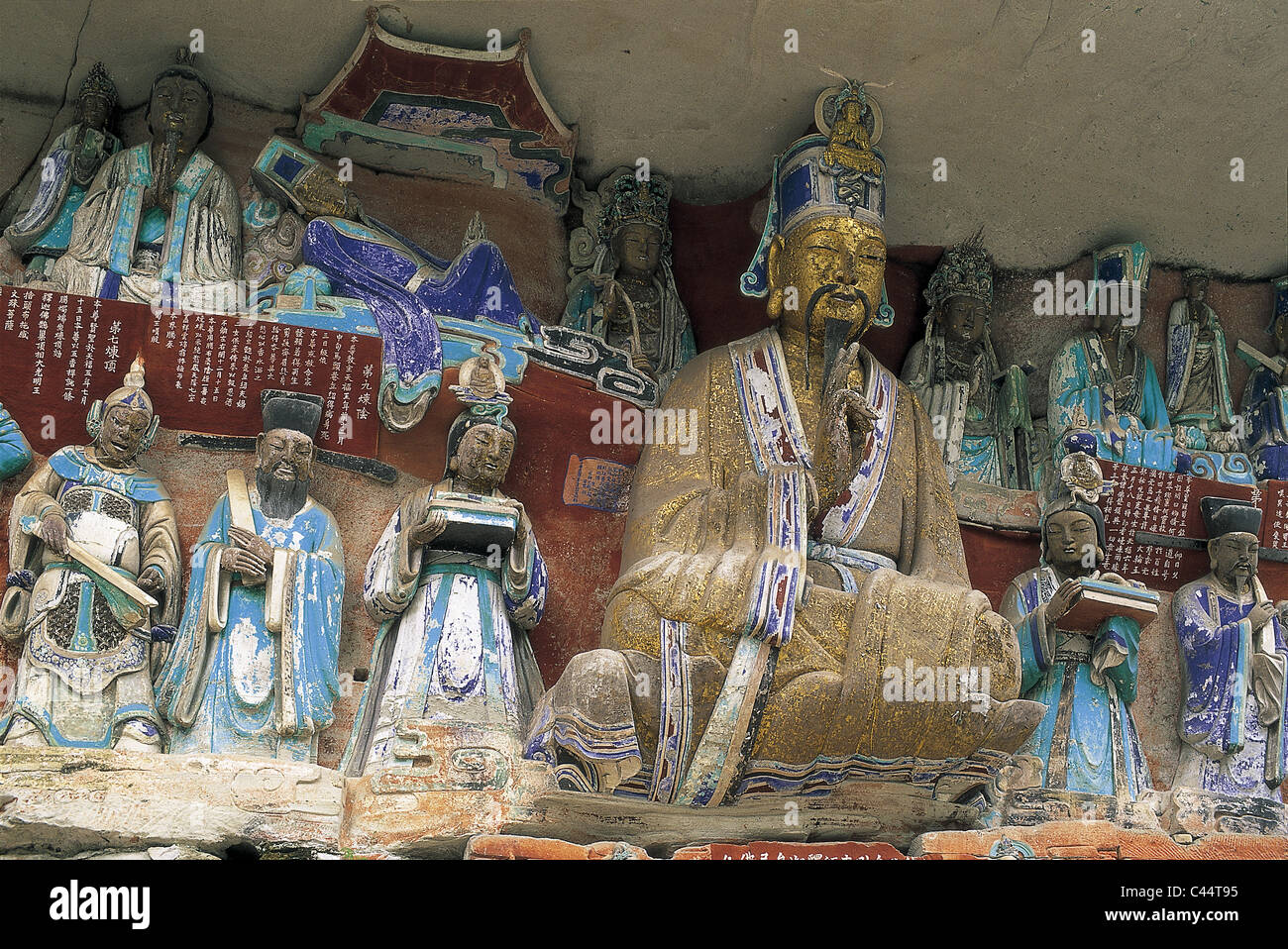 Asia, buddista, sculture, Cina, Chongqing, Cliff, Dazu, patrimonio storico, vacanza, Landmark, Provincia, Buddha Reclinato, Re Foto Stock