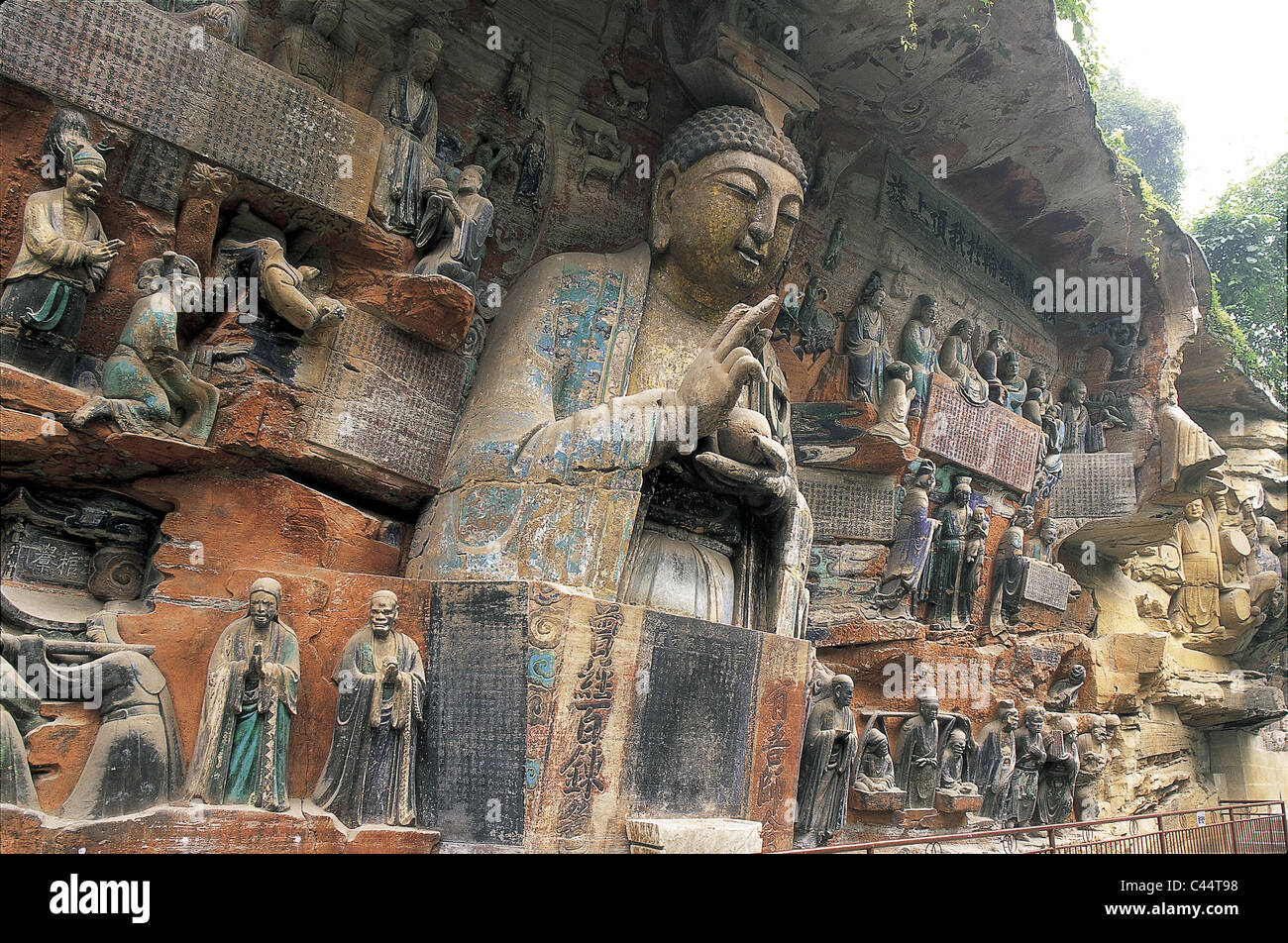 Asia, buddista, sculture, Cina, Chongqing, Cliff, Dazu, patrimonio storico, vacanza, Landmark, Provincia, Buddha Reclinato, Re Foto Stock