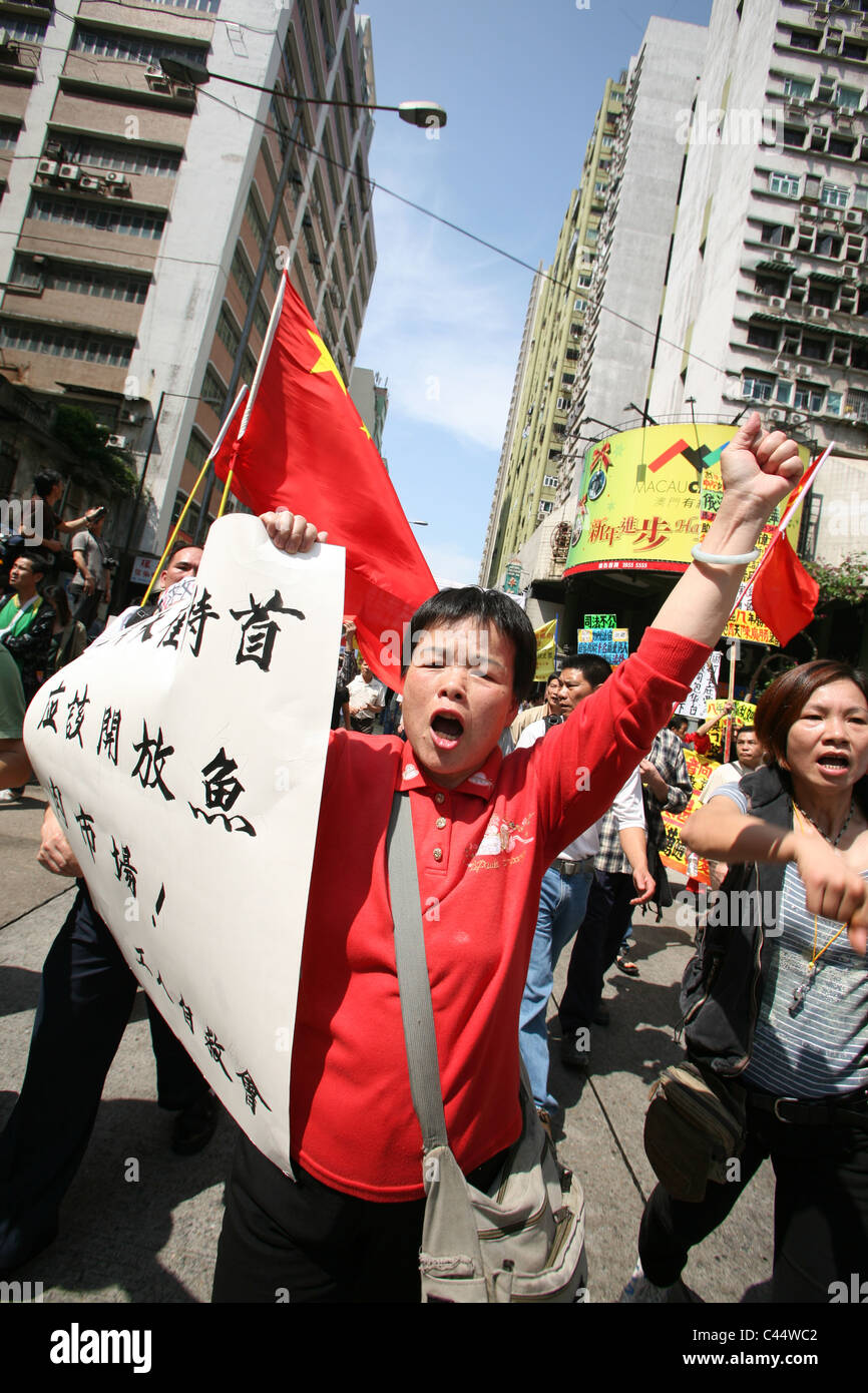 Dimostrazione di protesta, Macau, Cina Foto Stock